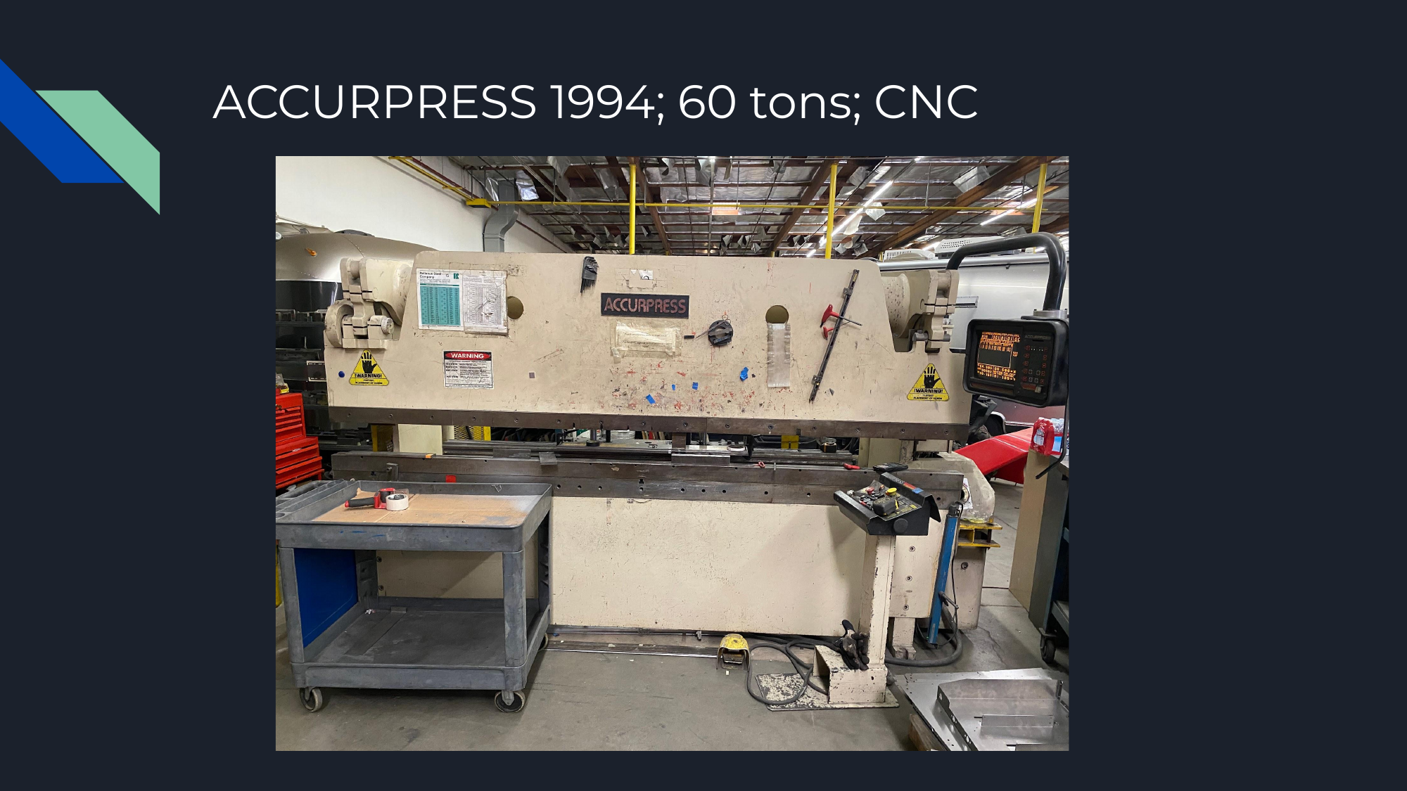 Accurpress 60-ton CNC press brake for sheet metal bending